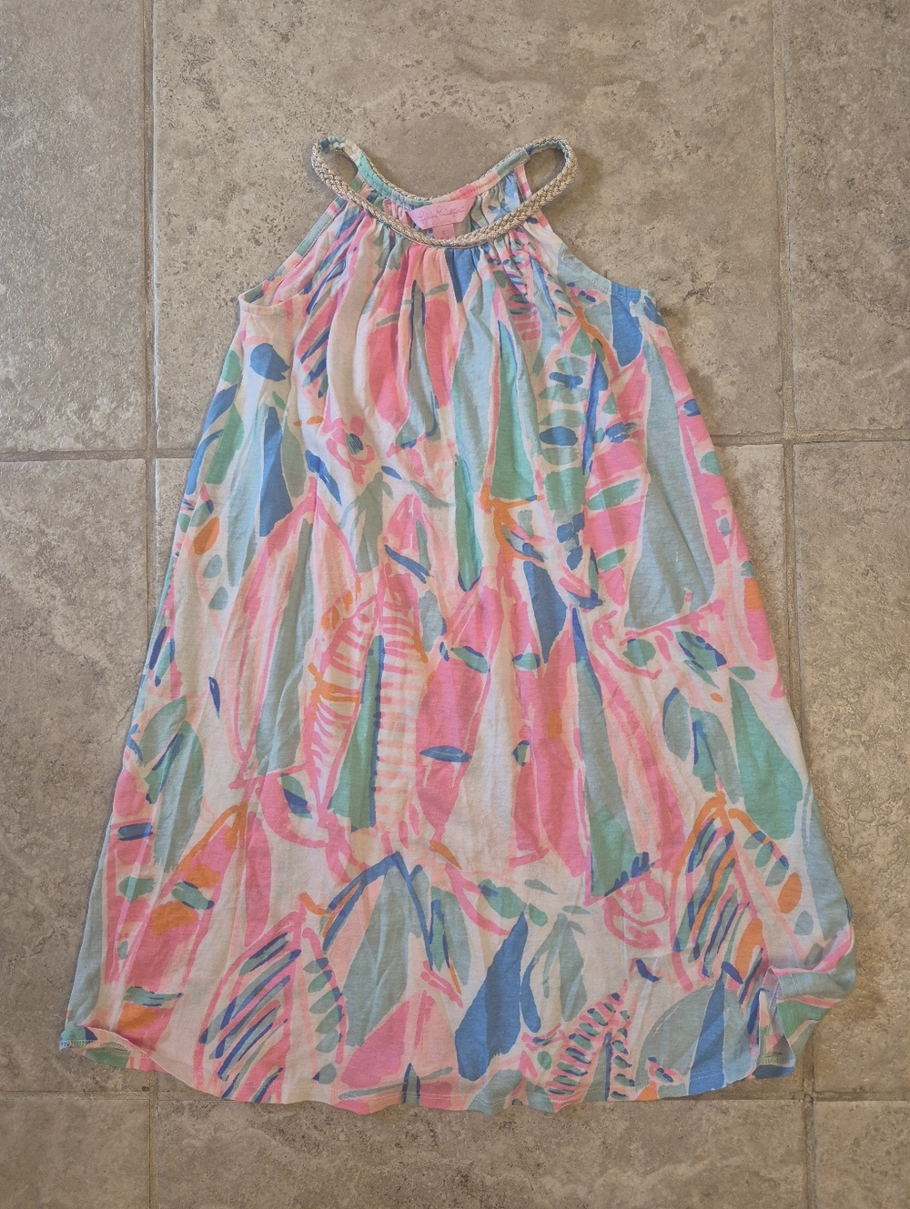 Lilly Pulitzer Pastel Watercolor Leaf-Print Sundress in Pink, Blue, Green